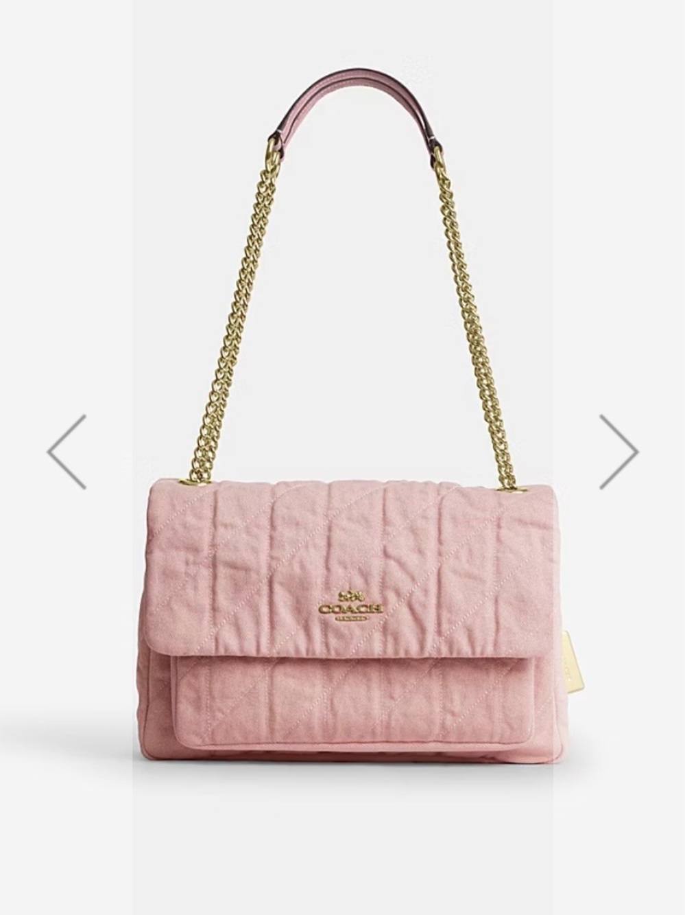 Coach Quilted Chain Shoulder Bag in Blush Pink with Gold Hardware